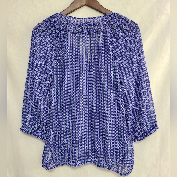 Gap Women's Blue Floral Patterned Sheer Blouse Size S - Picture 6 of 6